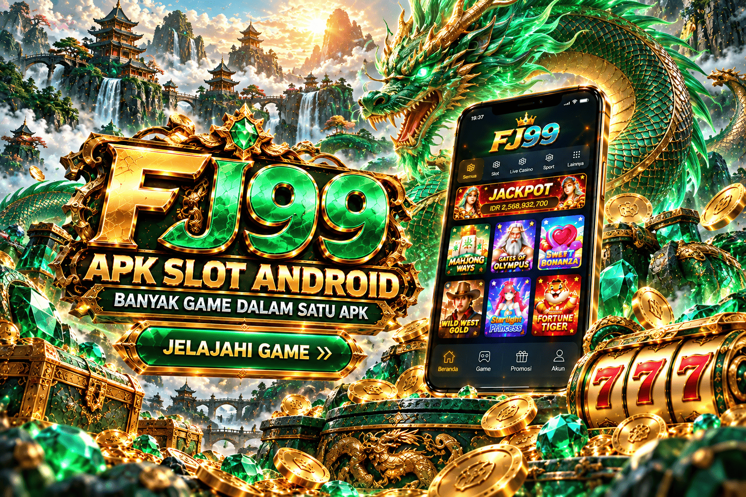 Banner Aplikasi FJ99 dengan akses permainan digital