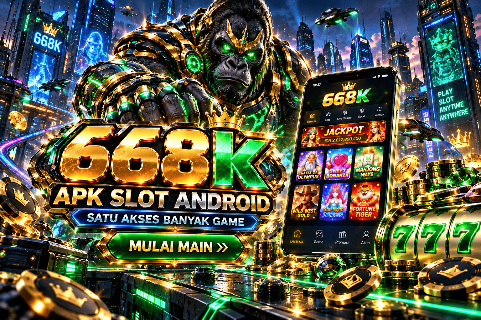 Banner Aplikasi 668K dengan akses permainan digital